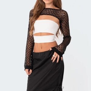 Edikted Crochet Shrug Sleeve Top